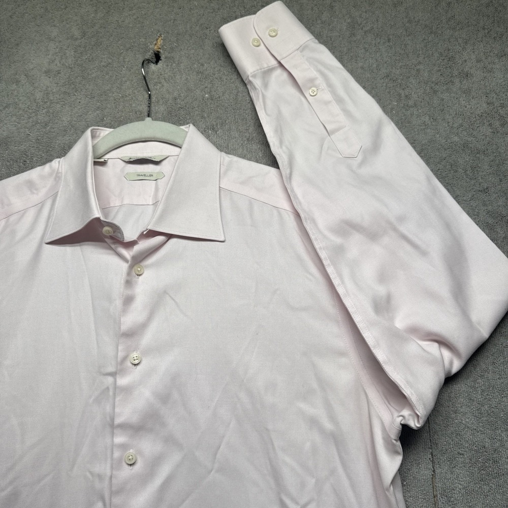 Suitsupply Traveller Men's Pink Spread Collar Dress‎ Shirt 16.5 Slim Fit